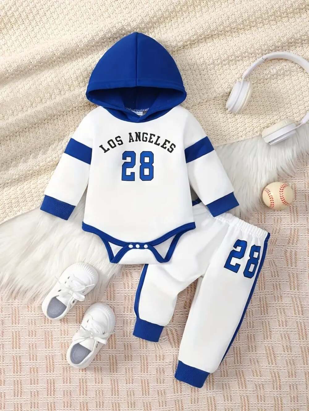 Baby Boys Los Angeles 28 Long Sleeve Hooded Bodysuit & Jogger Set 2pc Size 6-9M